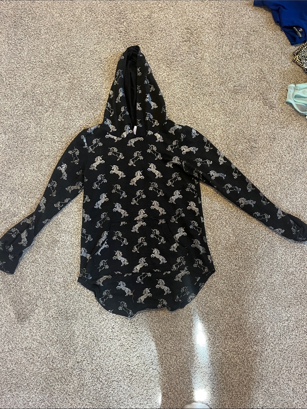 NOBO Black Hoodie with White Horse Print